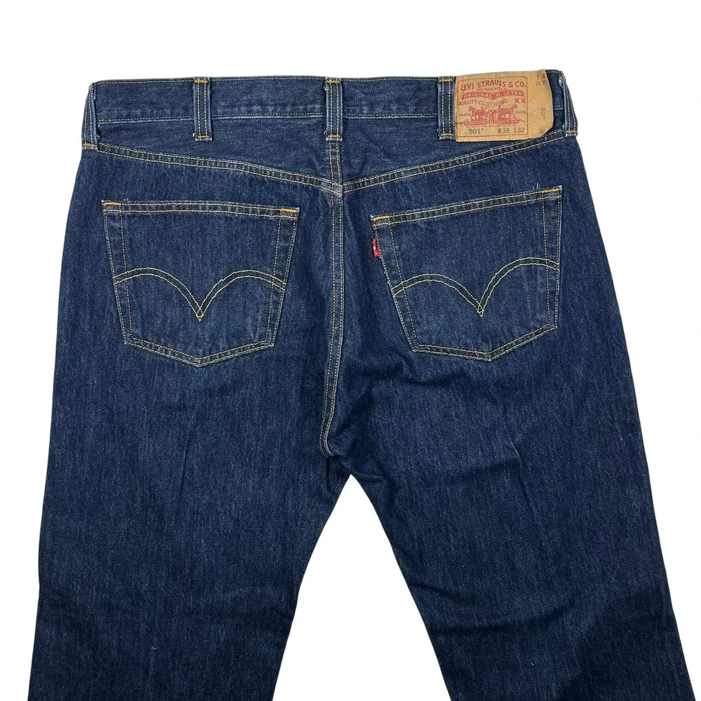 Levi's 501 Original Jeans Mens 38x32 (Fits 36x29) Blue Straight Button Fly Y2K